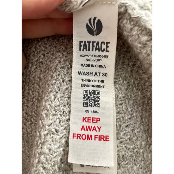 Fat Face Cotton Blend Chinky Knit Cardigan Sweater Oatmeal Beige, size 10 - Picture 6 of 7
